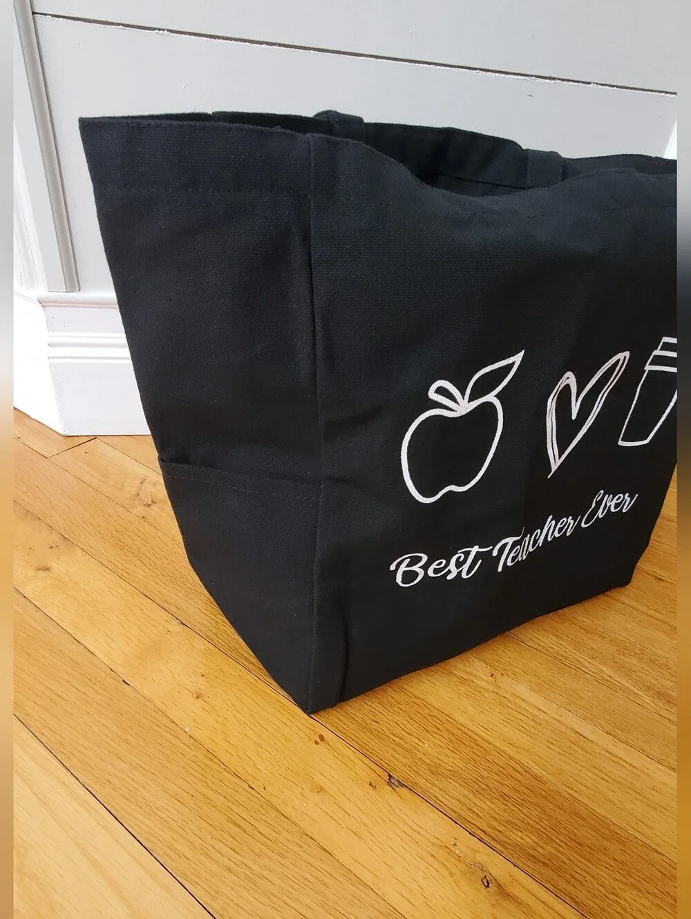 Best Teacher Ever Black Tote Bag - Teacher Gift